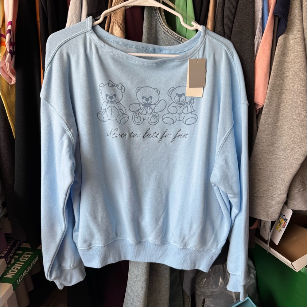 Zoe + Liv Light Blue Graphic Sweatshirt
